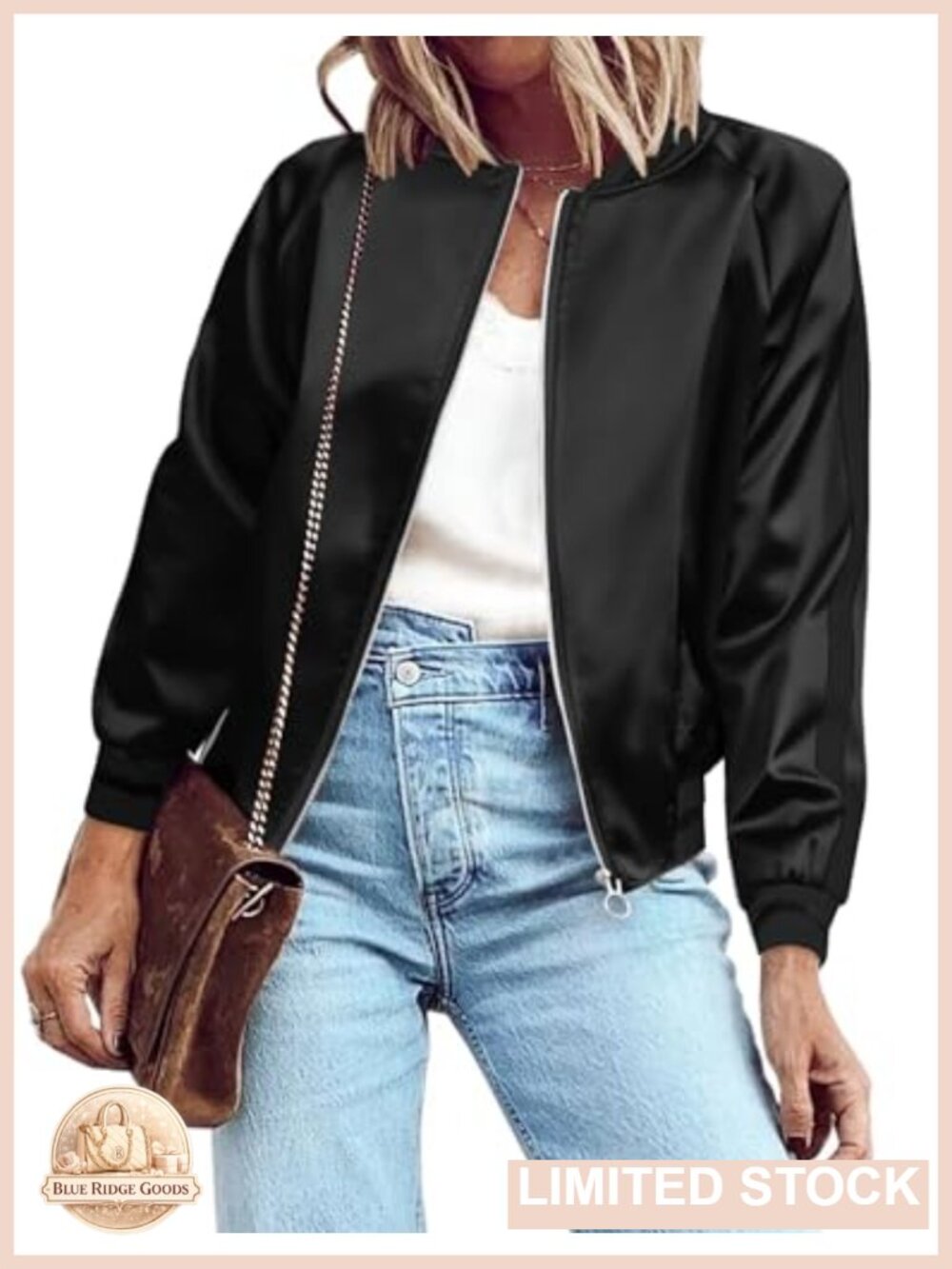 Zeagoo Women's Bomber Jacket Lightweight Zip Up Casual Coat with Pockets